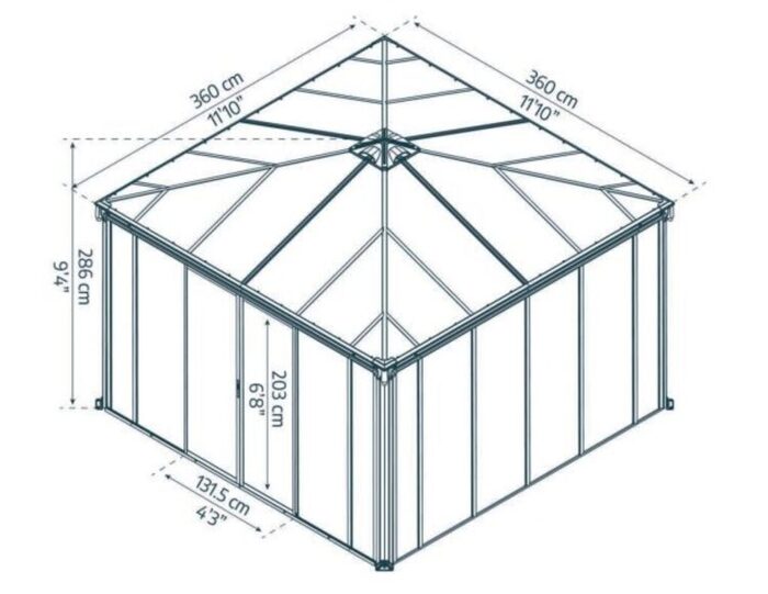 Orangeri Ledro Antracit 3,6 x 3,6 m 13 m² Canopia by Palram